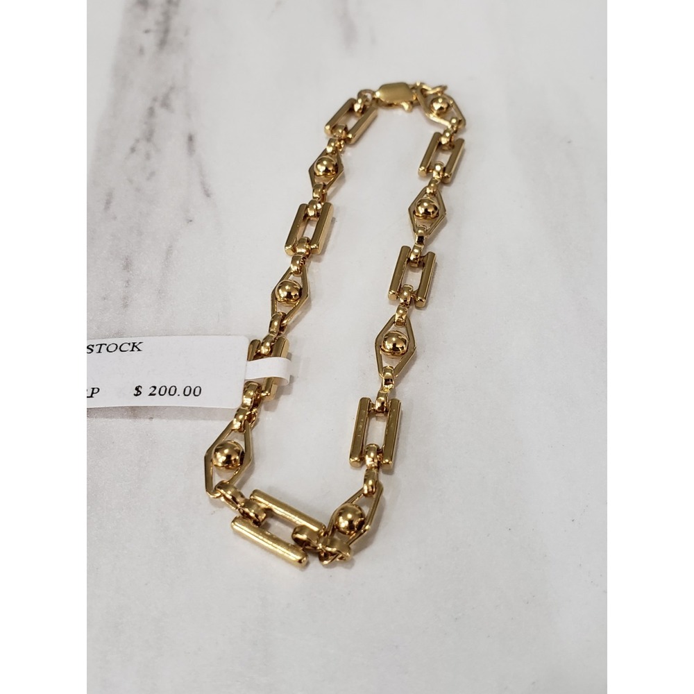 NEW LAUREN G ADAMS gold tone geometric art deco evil eye dainty tennis bracelet